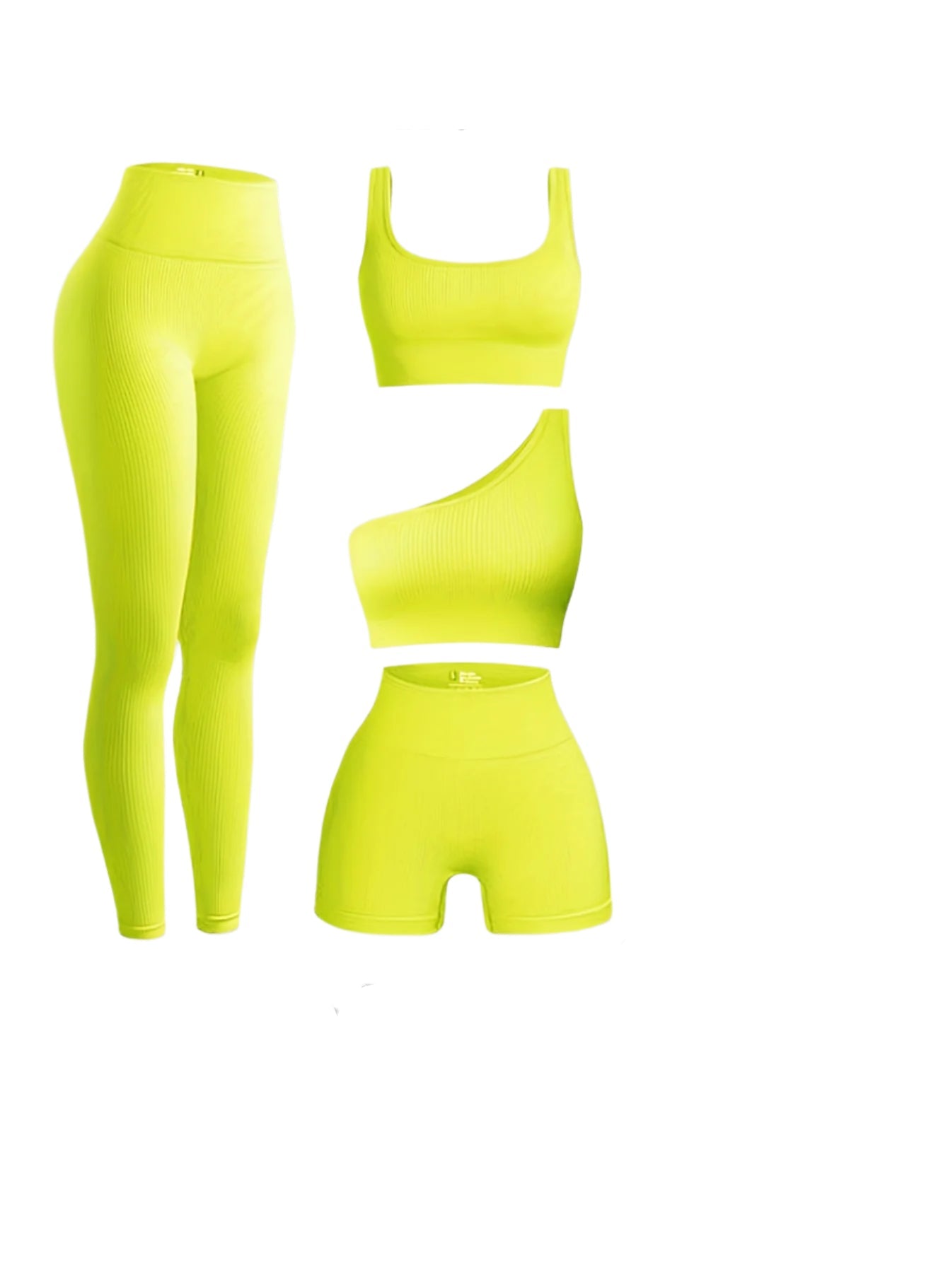 4-Piece Women's Rib-Knit Sports Yoga Set – Seamless High-Stretch Activewear for All Seasons